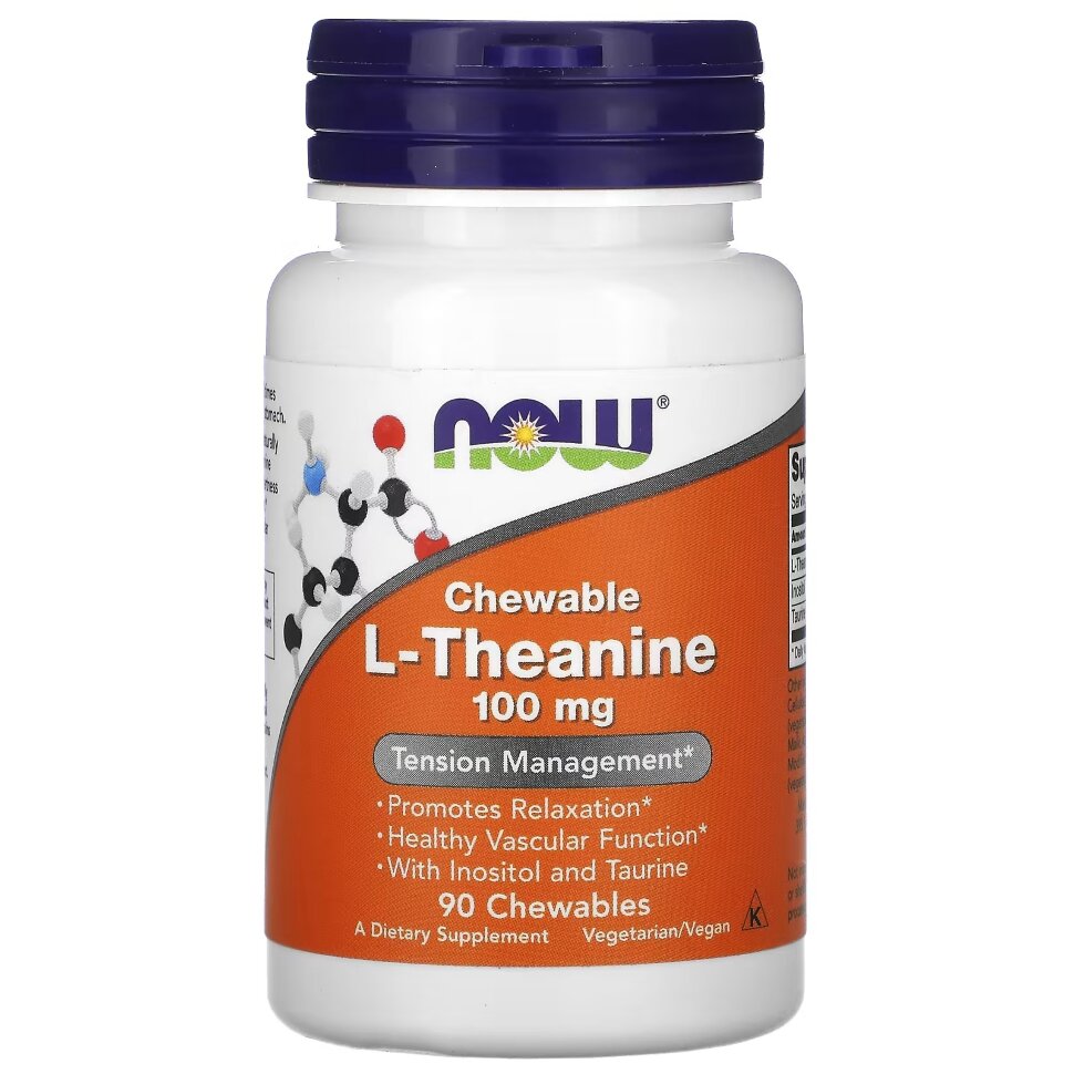 NOW L-Theanine 100 mg. Chewable (90 жев.таб)