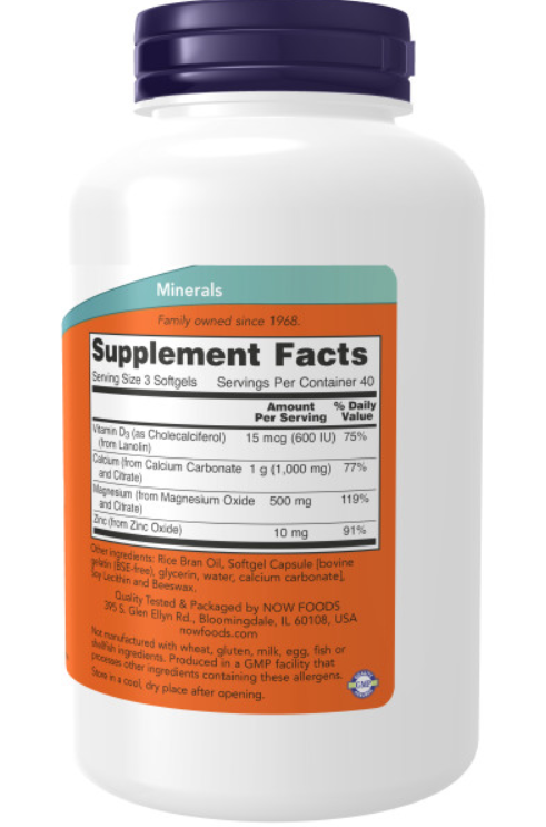 NOW Calcium & Magnesium +D3 (120 гел.капс)