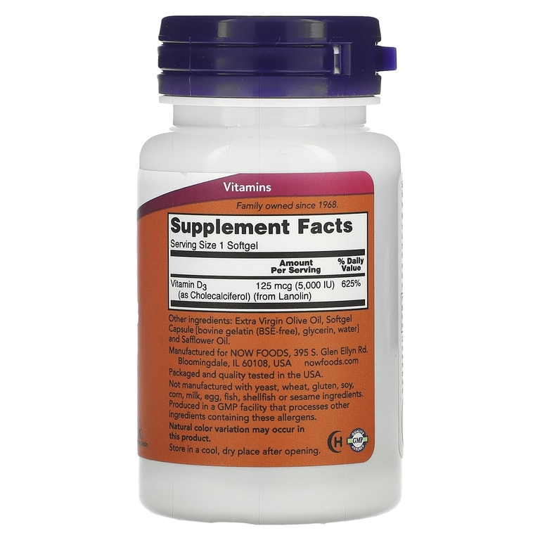 NOW Vitamin D-3 5000 120 гел.капс