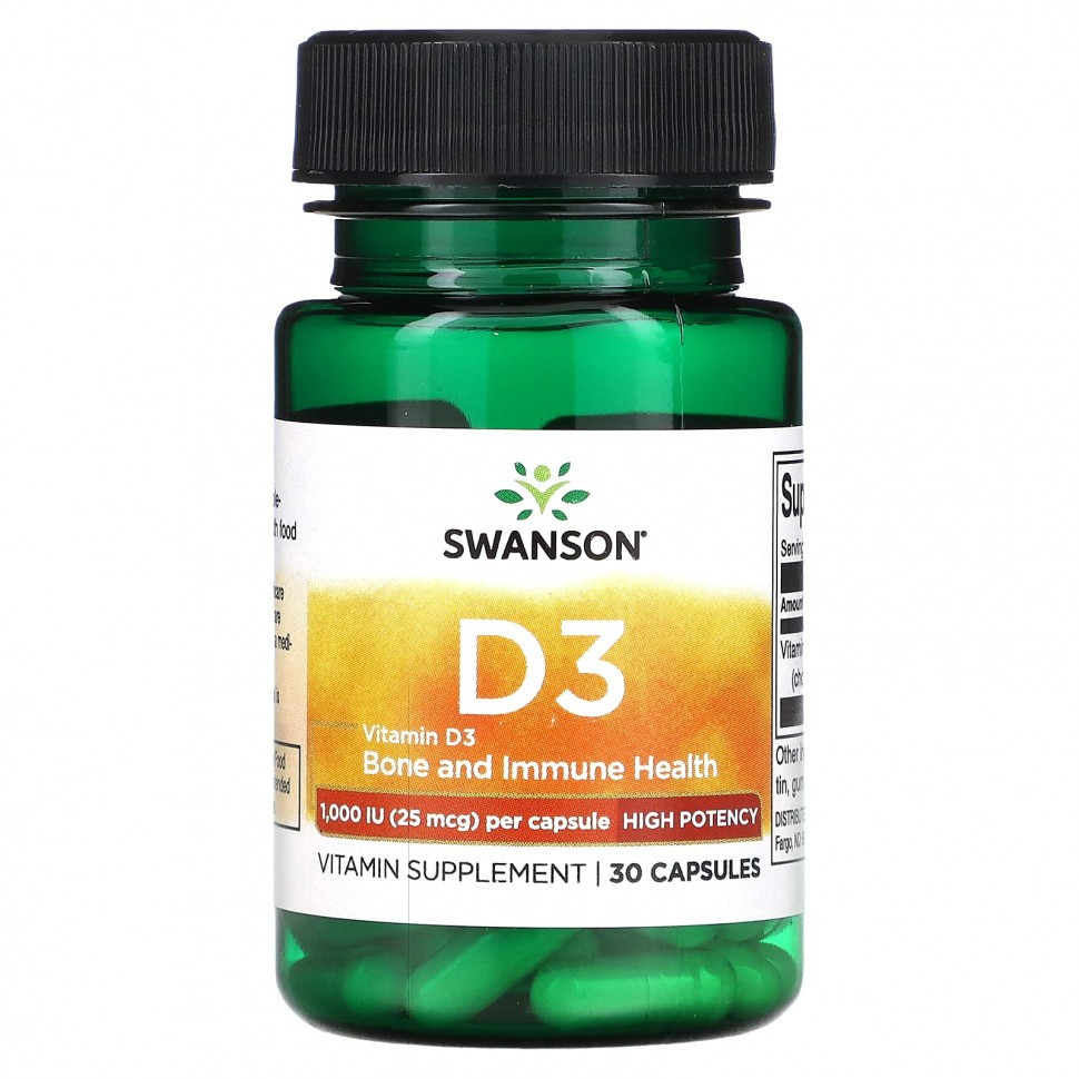 Swanson Vitamin D3 High Potency 1000 IU (30 капс.)
