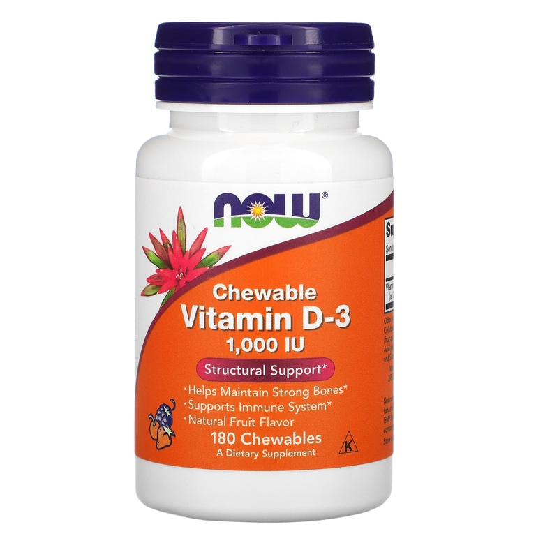 NOW Vitamin D-3 1000 180 жевательные таб.