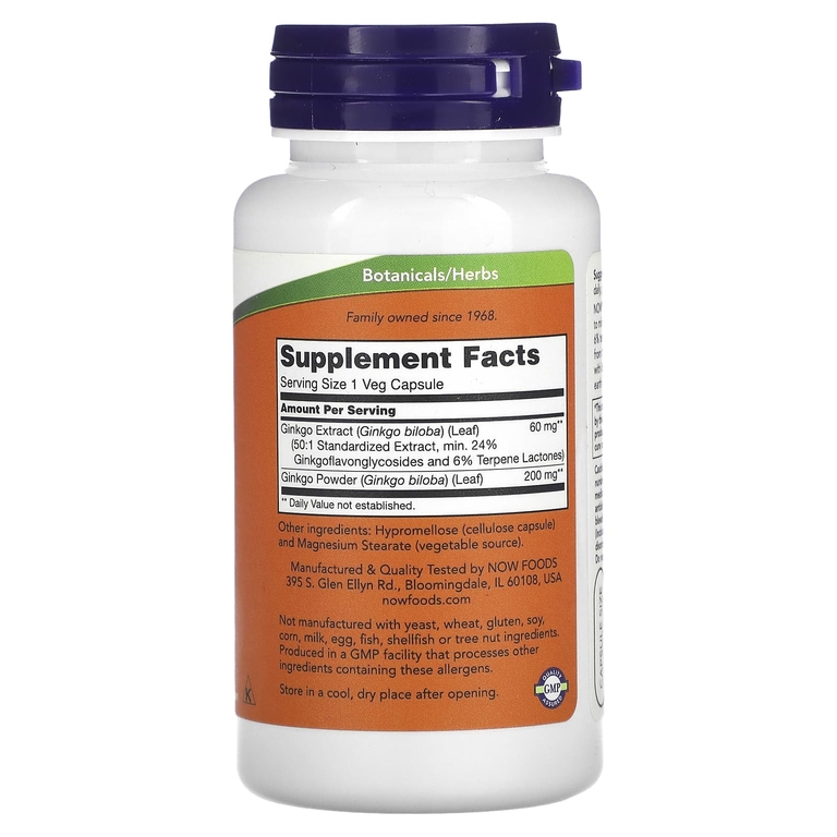 NOW Ginkgo Biloba 60 мг 120 капс