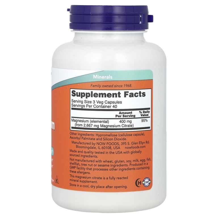 NOW Magnesium Citrate 120 капс