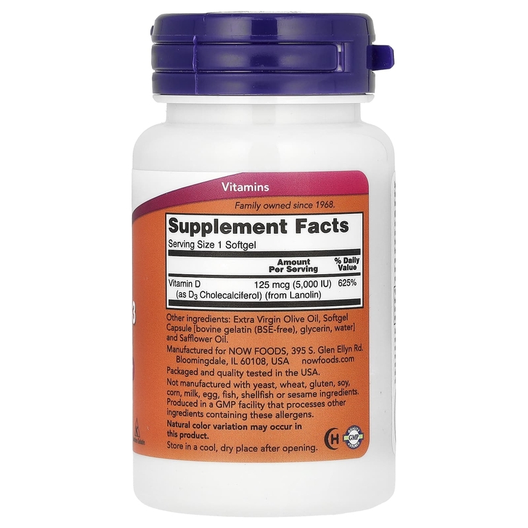 NOW Vitamin D3 5000 30 капс