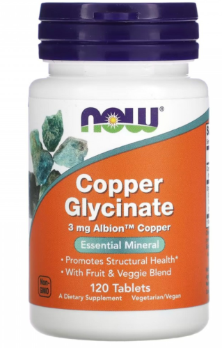 NOW Copper Glycinate 3 мг 120 таб
