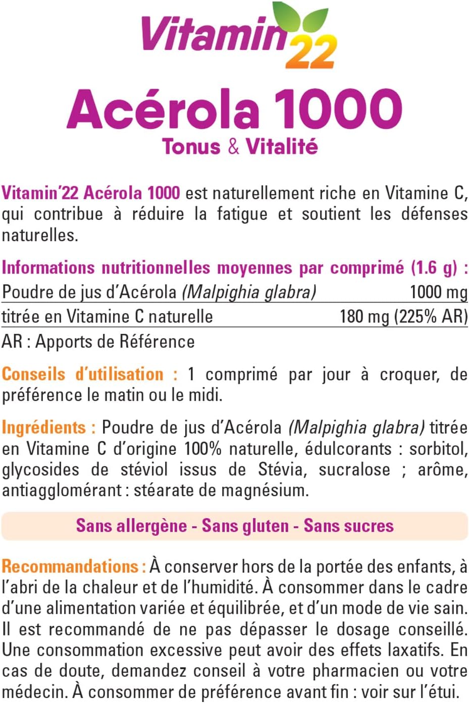Vitamin`22 Acerola 1000 24 жевательных таблетки