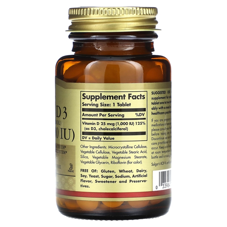 Solgar Vitamin D3 25 mcg 1000IU 180 таб