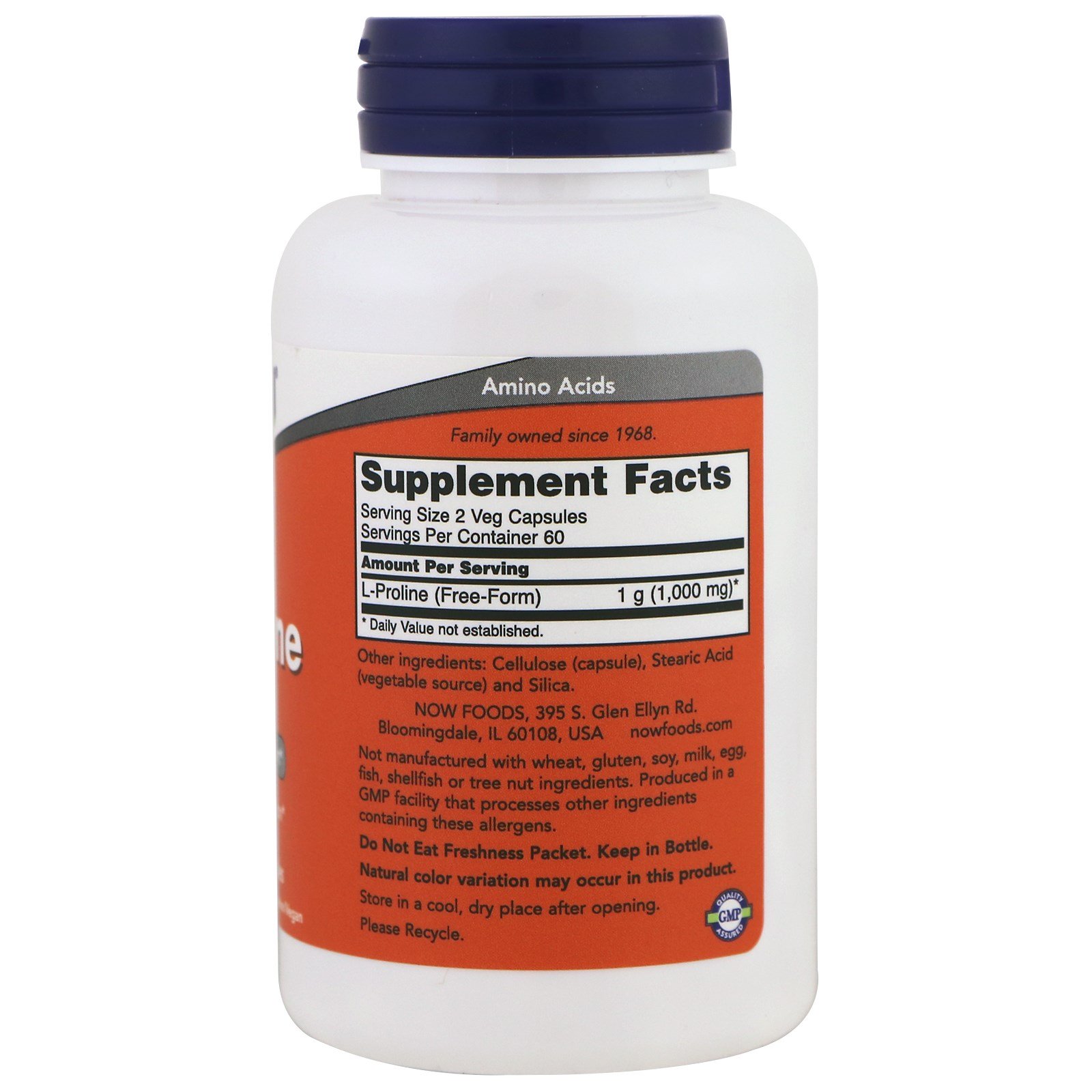 NOW L-Proline 500 mg. 120 капс