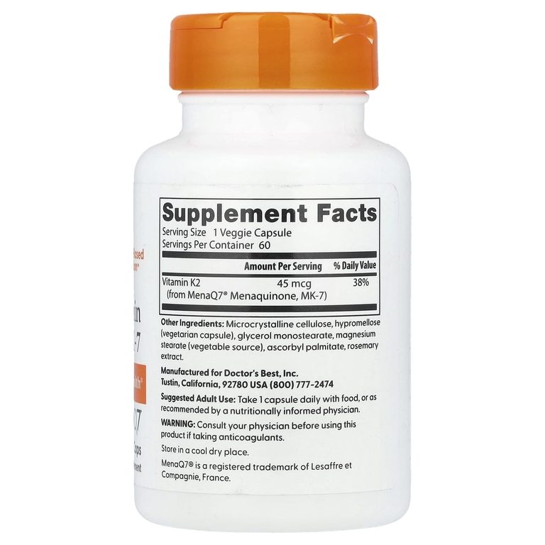 Doctors Best Natural Vitamin K2 MK-7 with MenaQ7 60 капс