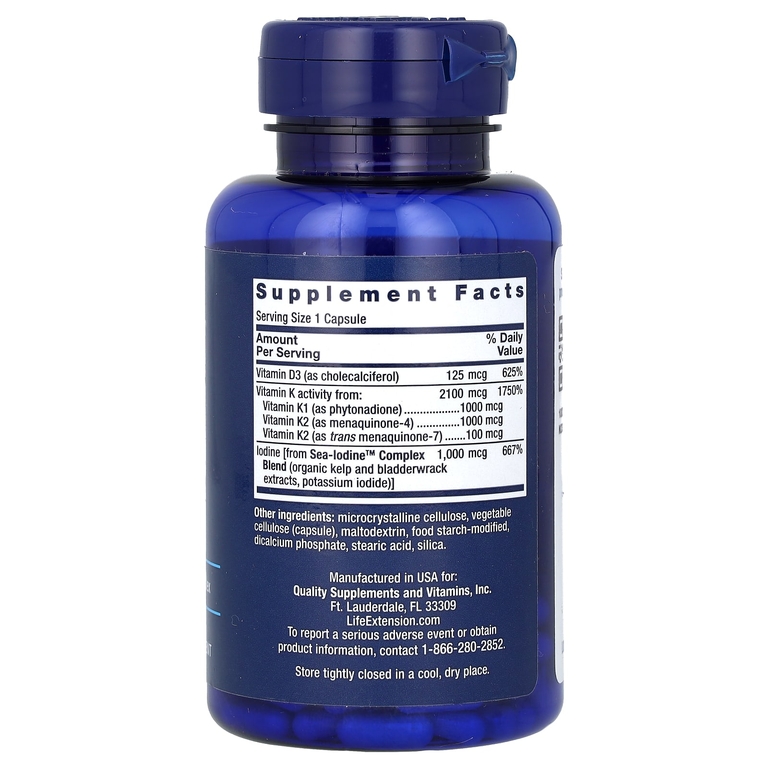 Life Extension Vitamins D and K with Sea-Iodine 60 капс