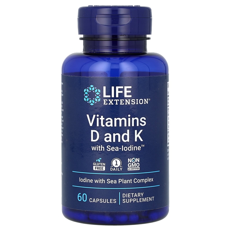 Life Extension Vitamins D and K with Sea-Iodine 60 капс