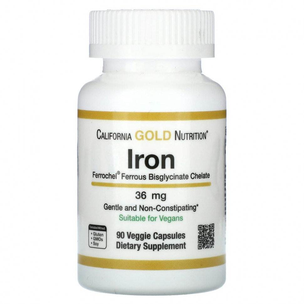 California Gold Ferrochel Iron Bisglycinate 36 mg 90 кап