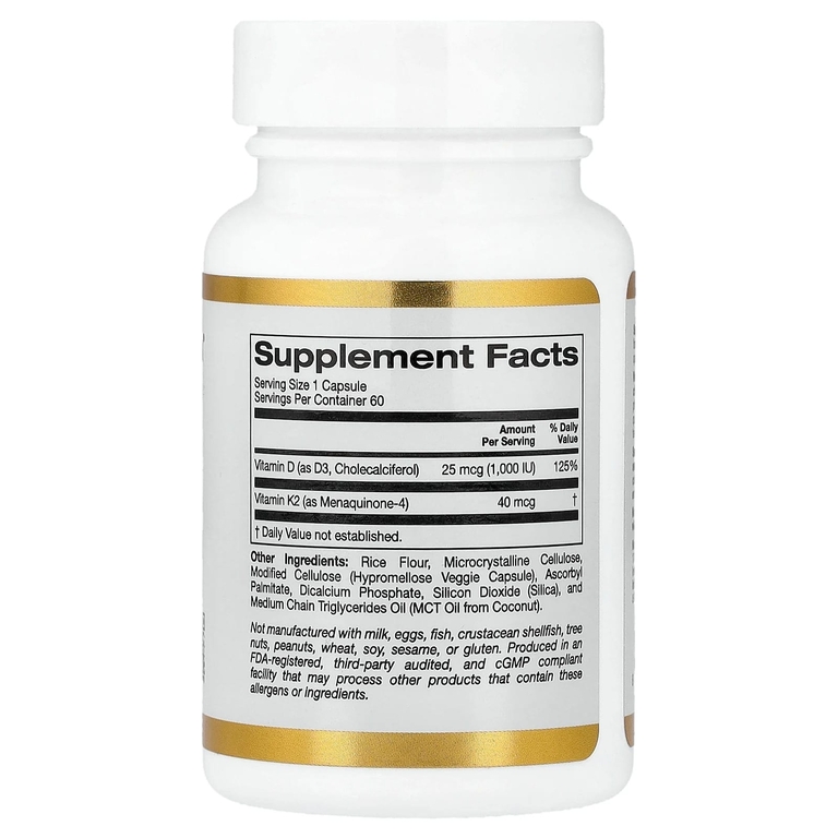 California Gold Vitamin D3 + K2 60 капс