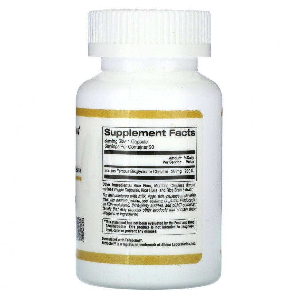 California Gold Ferrochel Iron Bisglycinate 36 mg 90 кап