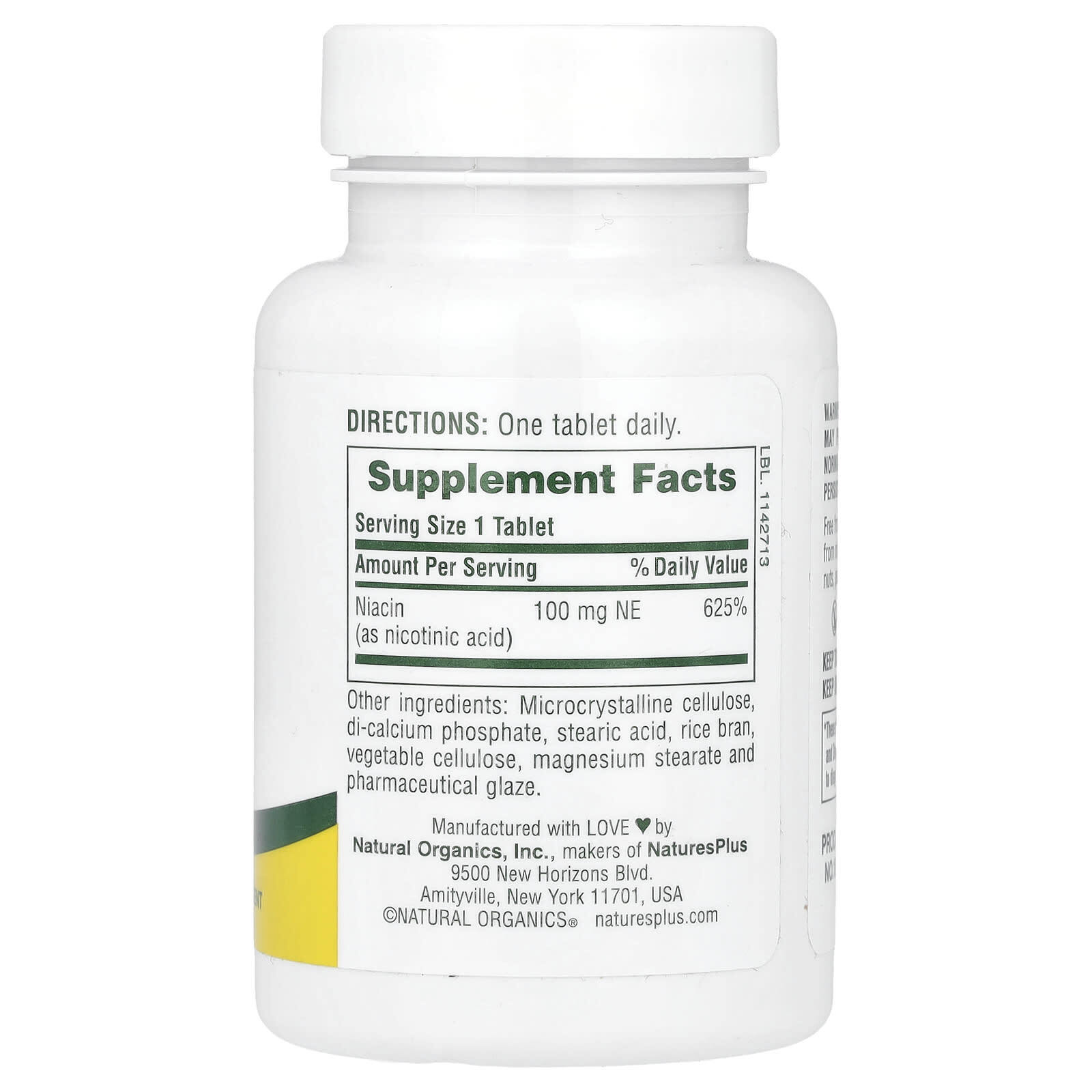 NaturesPlus Niacin 100mg 90 таб