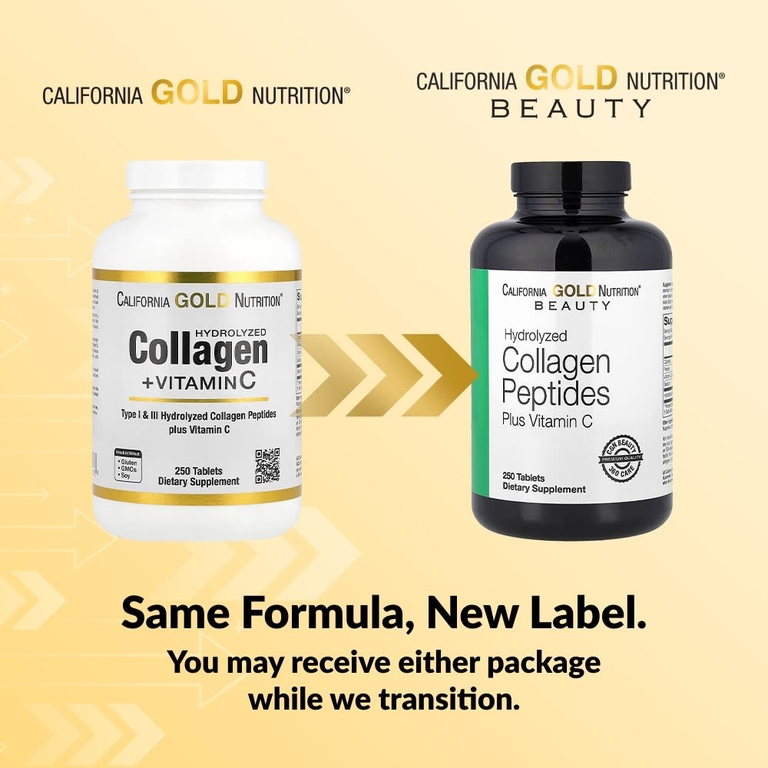 California Gold Hydrolyzed Collagen Peptides+Vitamin C Type 1&3 Type 250 таб