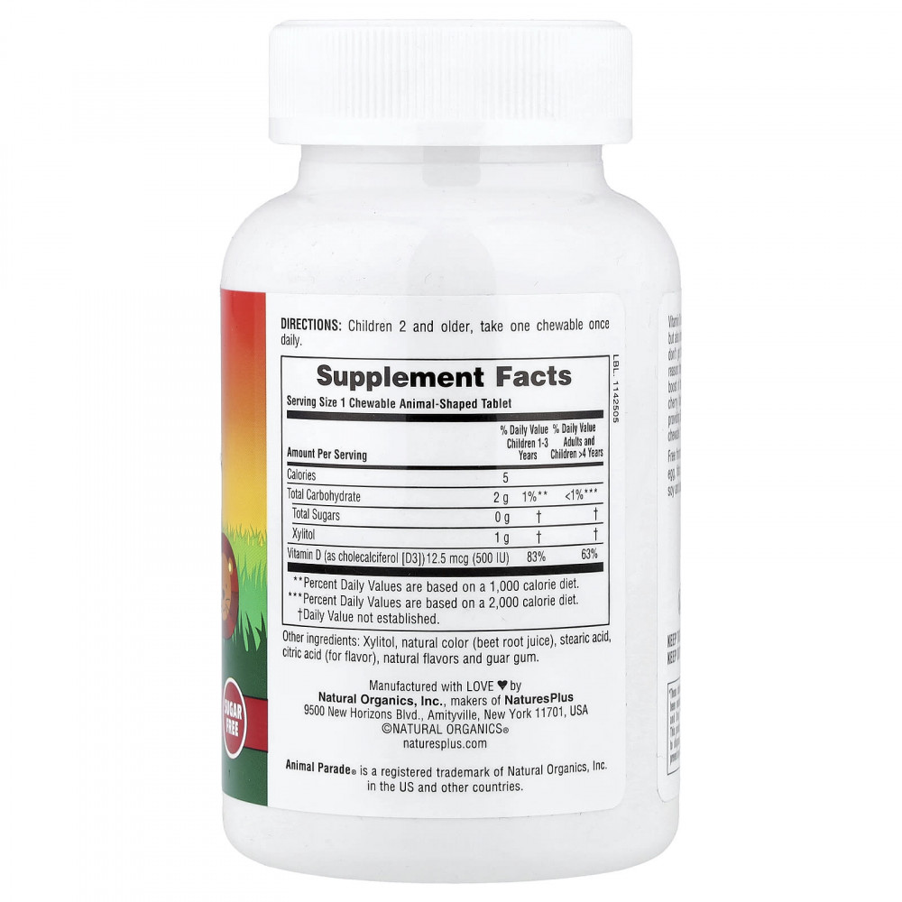 NaturesPlus Vitamin D3 500IU sugar free 90 таб