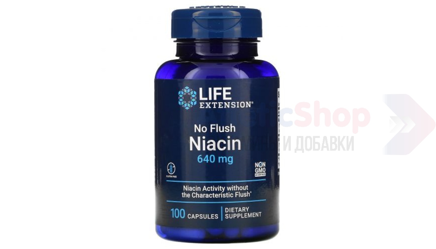 Life Extension No Flush Niacin 640 мг 100 капс